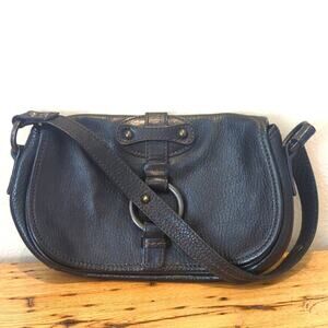 Banana Republic Almost Vintage Black Small Distressed Pebbled Leather Handbag